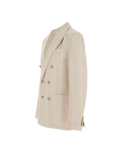 Eleventy Double-Breasted Blazer in het Natural voor heren