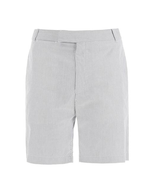 Striped cotton bermuda shorts for men di Thom Browne in Gray da Uomo