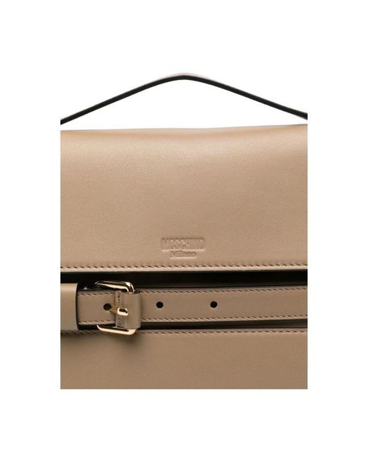 Moschino Natural Lederhandtasche mit magnetverschluss