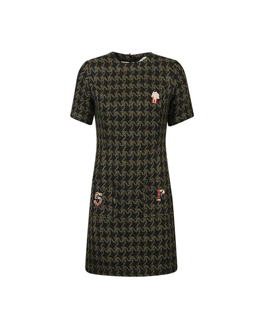 5 PROGRESS Black Hahnentritt wollmischung kurzes kleid