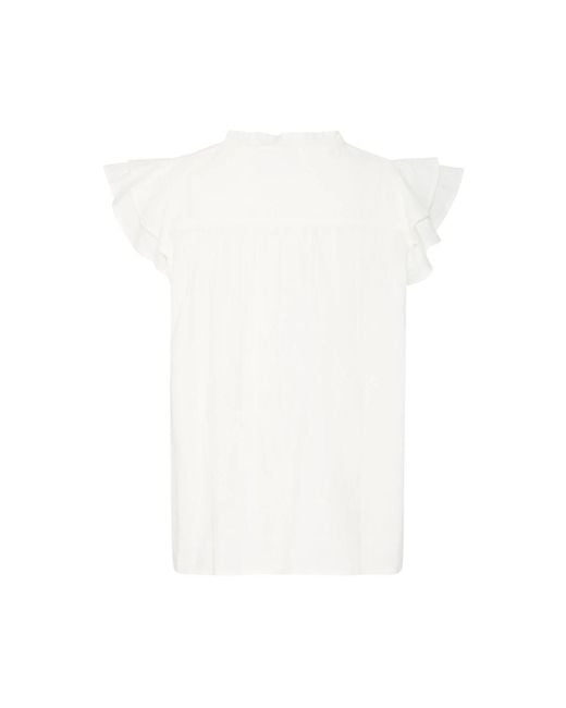 Ichi White Sleeveless Tops