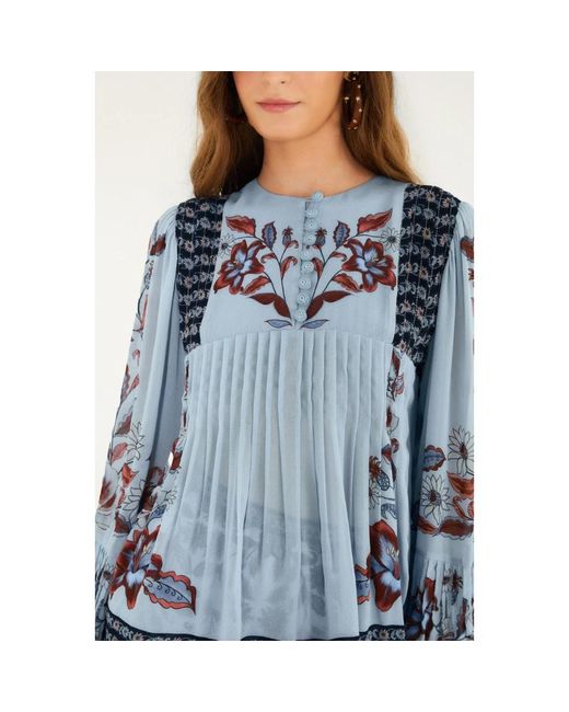 Farm Rio Overhemden ,Blauw ,Lange Mouw Blouse Marcelle in het Blue