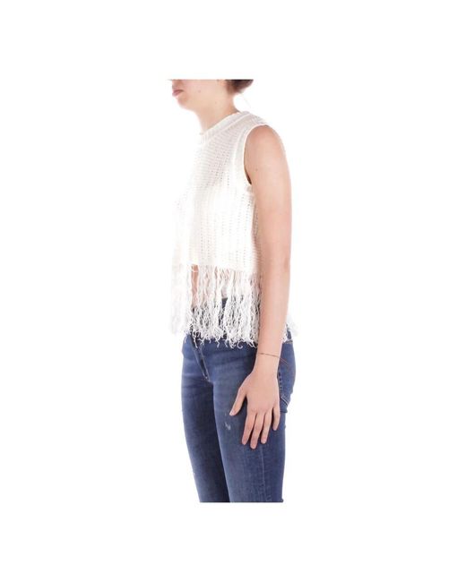 Weekend by Maxmara Blue Weiße Top Mit Frontlogo