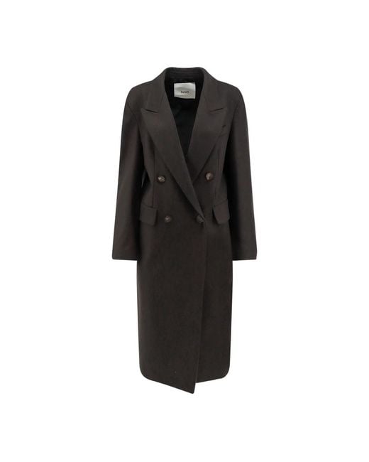 Hevò Black Double-Breasted Coats