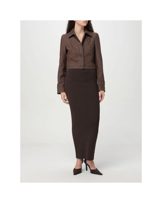 Max Mara Rokken ,Bruin ,Polyester Aprile Ribgebreide Maxi Rok in het Black