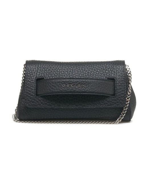 Orciani Black Schwarze Mini-Handtasche Aus Nappaleder