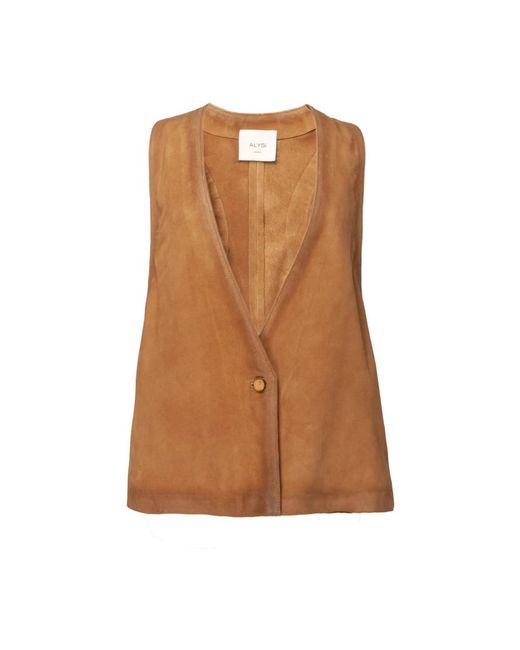 Alysi Unlined Suede Vest in het Brown