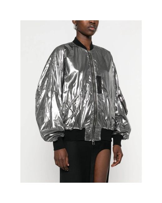 Junya Watanabe Jassen ,Grijs ,Katoen Metallic Effect Bomber Jacket in het Gray