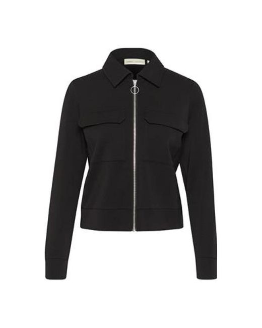 Inwear Jassen ,Zwart ,Polyester Zwarte Cardigan Zip Jas in het Black