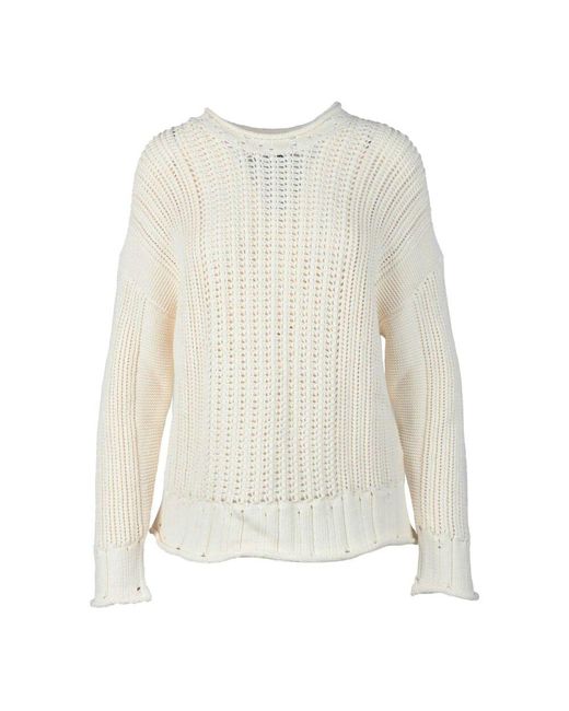 Alpha Studio White Round-Neck Knitwear