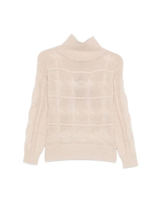 Max Mara Truien & Vesten ,Wol Kabelgebreide Coltrui in het White