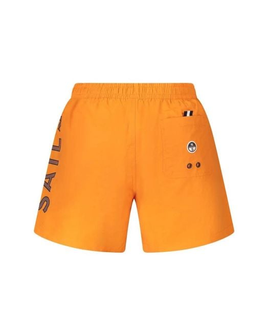 North Sails Oranje Swim Boxer Met Ocean Print in het Orange voor heren