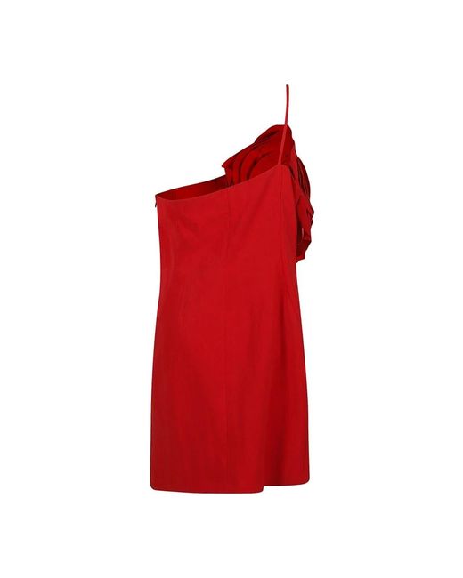 Blumarine Rose Embroidered Asymmetric Short Dress