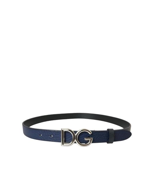 Dolce & Gabbana Blauer leder-logo-gürtel in Blue für Herren
