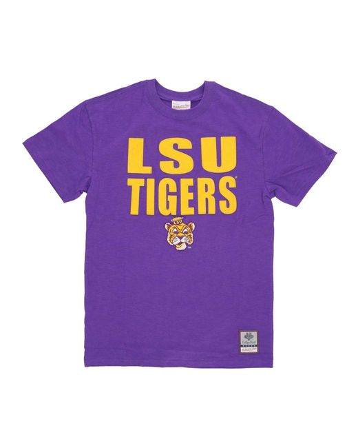 Mitchell & Ness Tops ,Blauw ,Katoen Lsu Tigers Basketbalteam Tee in het Purple voor heren