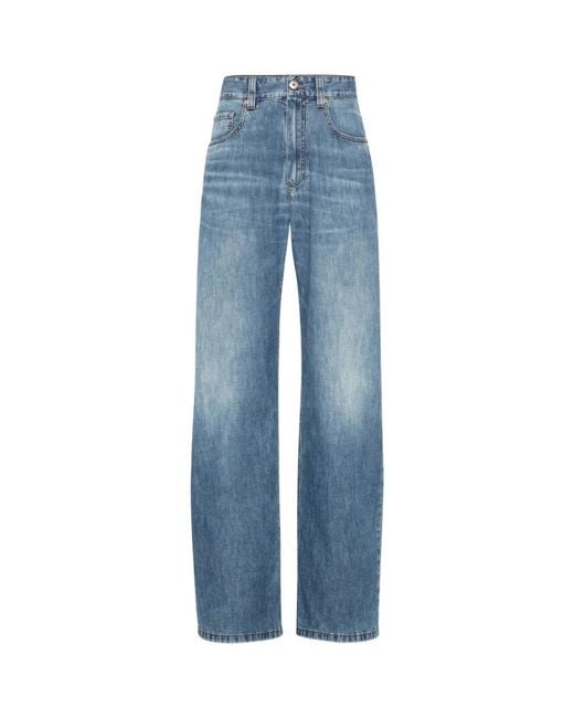 Brunello Cucinelli Blauwe Jeans Met Verborgen Rits in het Blue