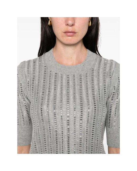 Ermanno Scervino Gestreepte Wol-Kasjmier Top in het Gray