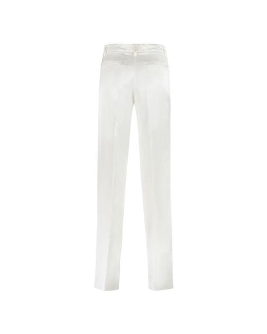 P.A.R.O.S.H. White Straight Trousers