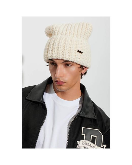 DSquared² Wollmütze Mit Patch in Natural für Herren