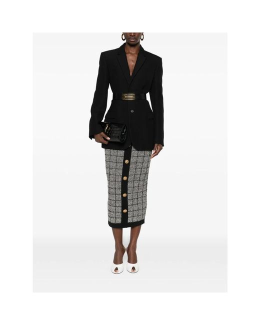 Balmain Rokken ,Zwart ,Geruite Midi-Rok in het Gray