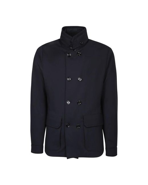 Moorer Blue Double-Breasted Coats for men