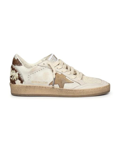 Golden Goose Deluxe Brand Natural Leder-Sneaker Schnürer Weiß Braun