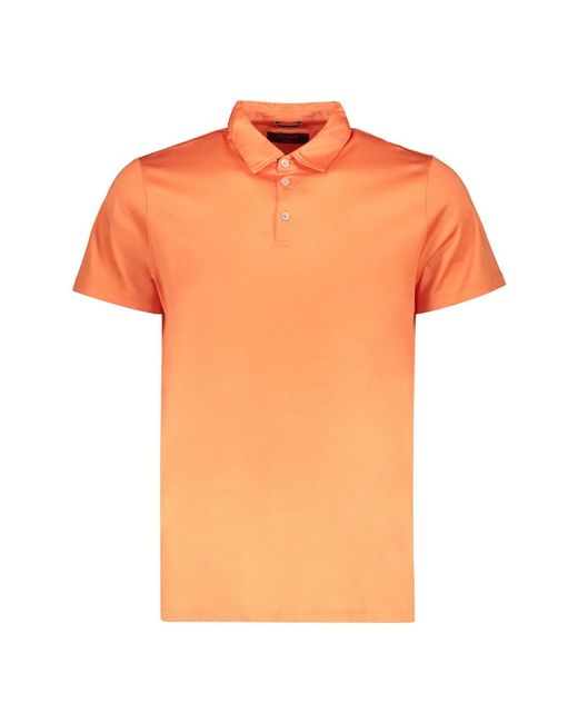 Moorer Tops ,Oranje ,Katoen Katoenen Poloshirt Met Nacre-Knopen in het Orange voor heren