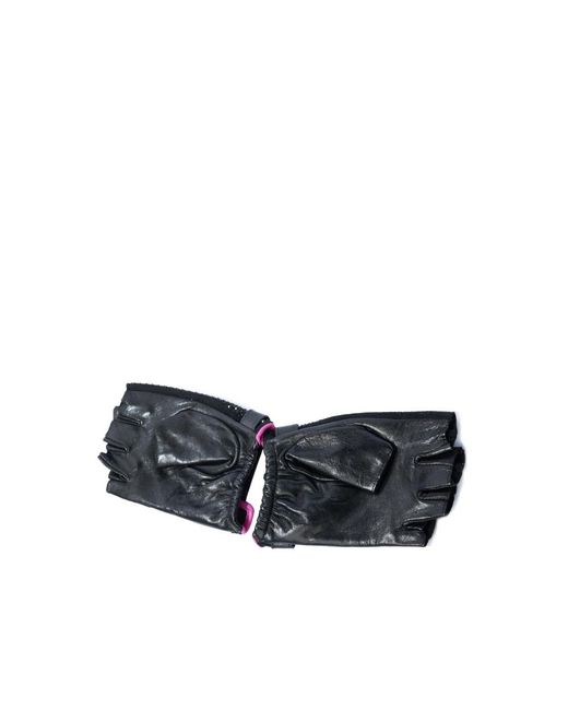 Karl Lagerfeld Accessoires ,Zwart ,Leer K/Autograph Rhinestone Fingerless Gloves in het Blue