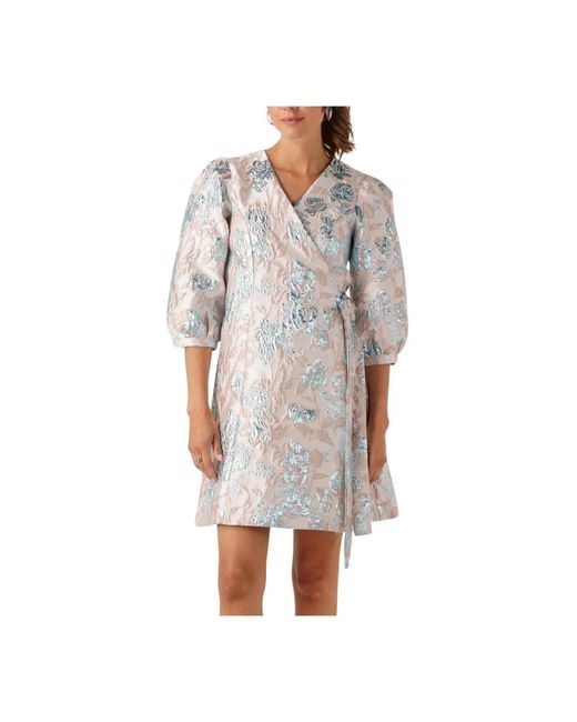 SELECTED Kleedjes ,Veelkleurig ,Roze Wrap Jurk Voor Zonnige Dagen in het Gray