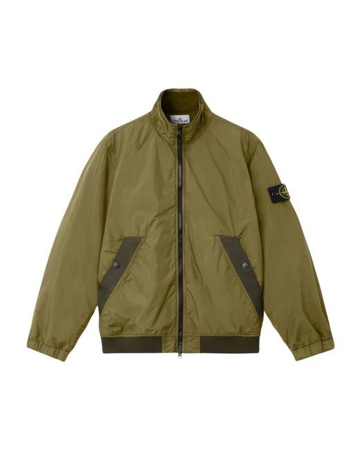 Stone Island Jassen ,Groen ,Nylon Stand Collar Jacket in het Green voor heren
