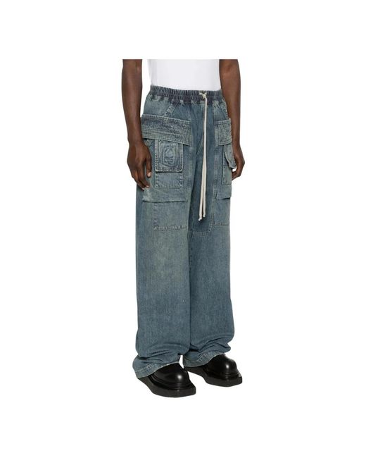 Rick Owens Men's Gray Straight Jeans