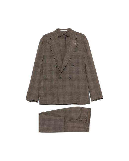 Tagliatore Brown Double Breasted Suits for men