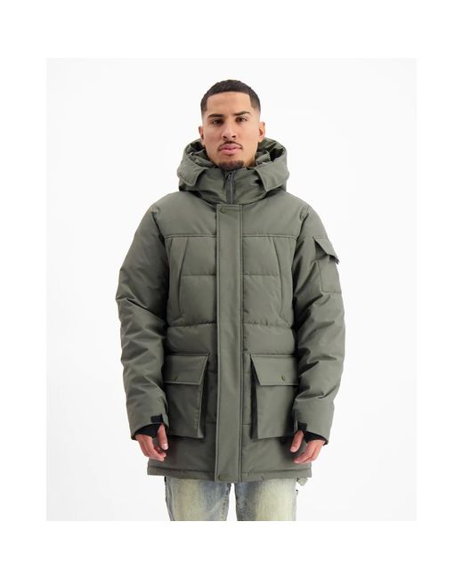 BLACK BANANAS Green Parkas for men