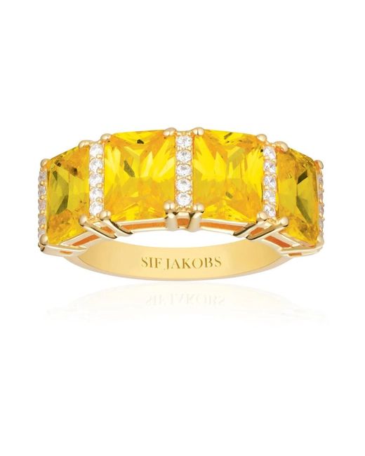 Sif Jakobs Jewellery Yellow Vergoldeter silberring mit zirkonsteinen
