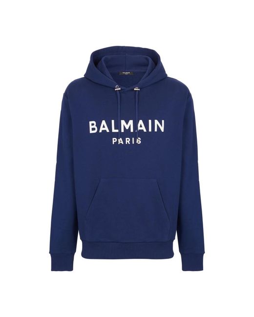 Balmain E Kapuzenpullover mit Logo in Blue für Herren