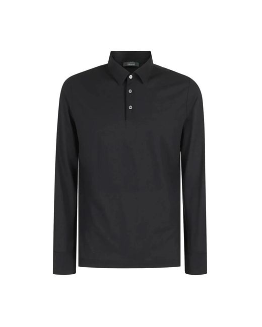 Zanone Tops ,Zwart ,Klassieke Polo Shirt Met Lange Mouwen in het Black voor heren