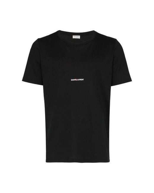 Saint Laurent Zwart T-Shirt Met Logodetail in het Black voor heren