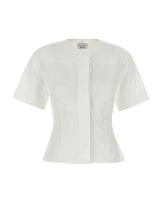 Alexander McQueen Witte Poplin Overhemd Voor Mannen in het White