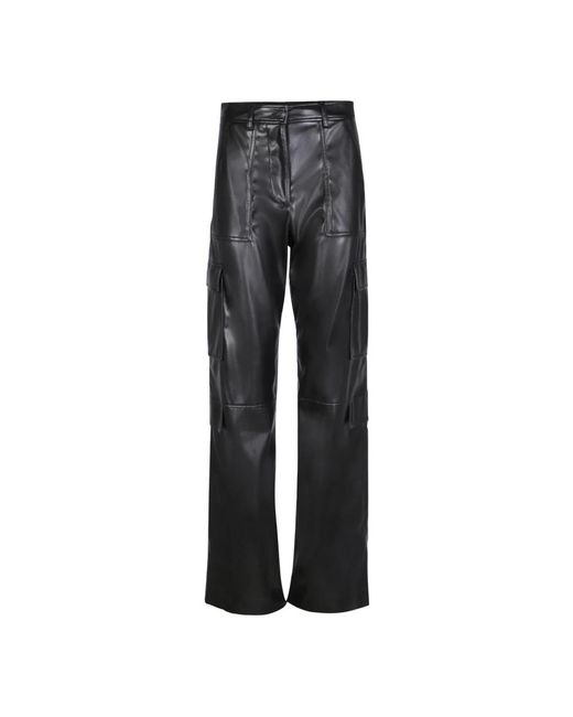 MSGM Gray Leather Trousers