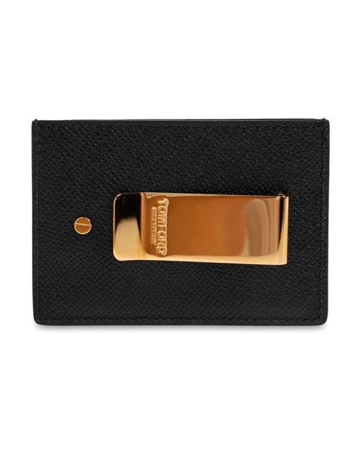 Tom Ford Kleine Geldbörse Mit Geldscheinklammer Aus Genarbtem Leder in Black für Herren