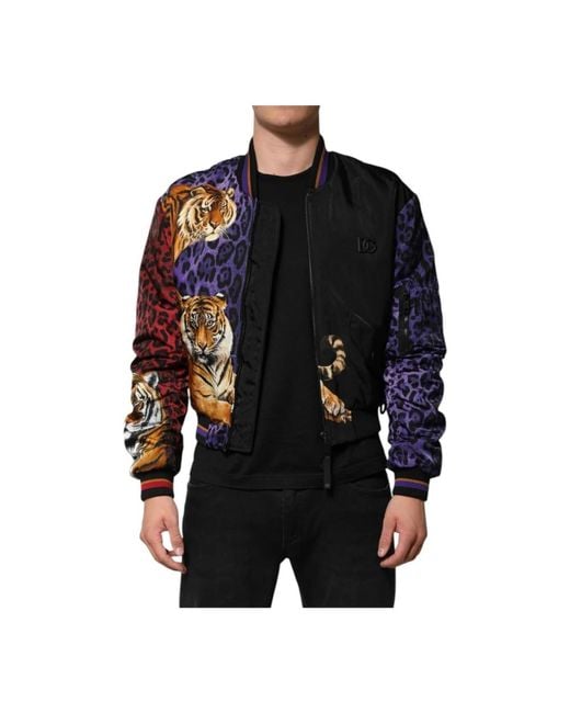 Dolce & Gabbana Tijgerprint Bomberjack Met Rits in het Black voor heren