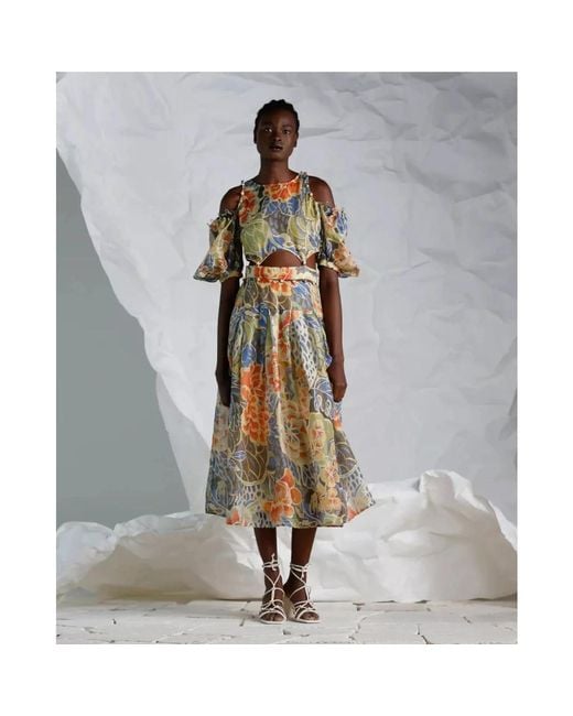 Ixiah Metallic Midi Dresses