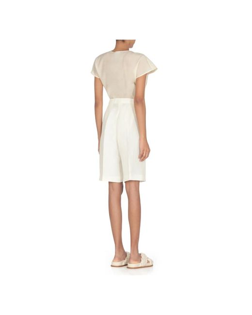 Fabiana Filippi White Ivory linen bermuda shorts