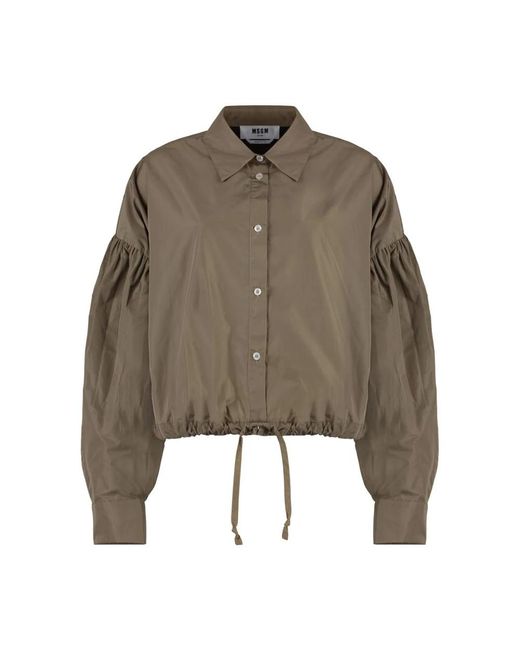 MSGM Balloon Sleeve Collared Jacket in het Green