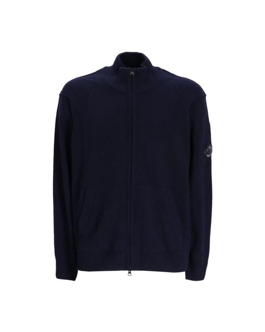 C P Company Truien & Vesten ,Blauw ,Wol Blauwe Wafel-Gebr. Vest in het Blue voor heren