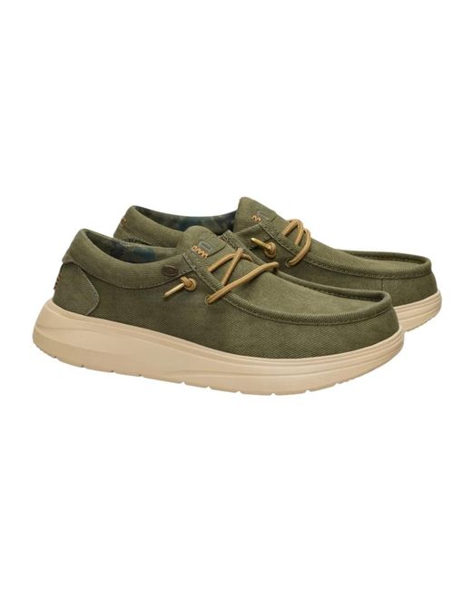 HeyDude Green Laced Shoes for men
