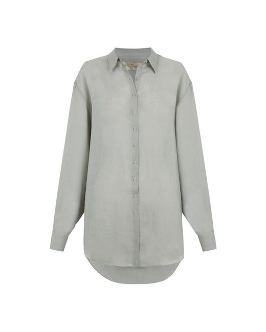 Cortana Overhemden ,Blauw ,Linnen Hemelsblauw Oversized Linnen Overhemd in het Gray
