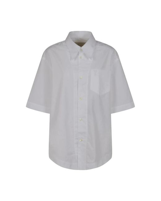 AMI Overhemden ,Wit ,Quota Korte Mouw Wijde Shirt in het Gray