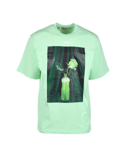T-shirt in cotone con stile unico di MSGM in Green da Uomo