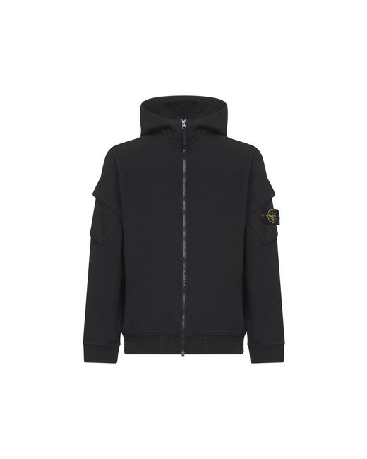 Stone Island Schwarzer Pullover Mit Kapuze Und Taschen in Blue für Herren